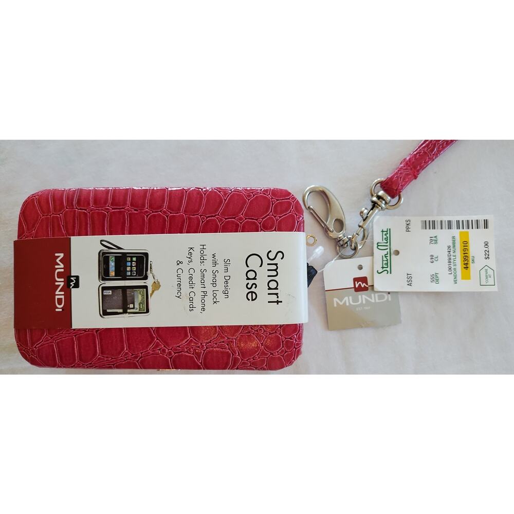 Mundi Smart Phone Croco Wristlet Case, Pink